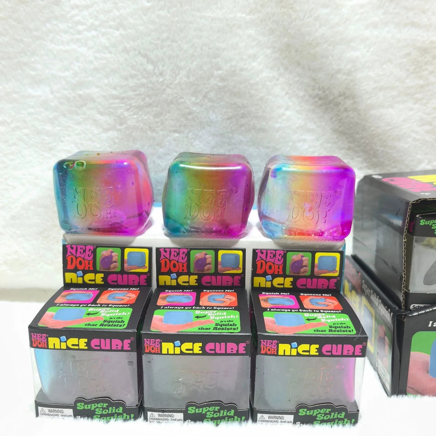 Schylling Nee Doh Rainbow Cube Soft Squishy Fidget Toy Fingertip Stress Relief Surprise Blind Box Sensory Relax Gift