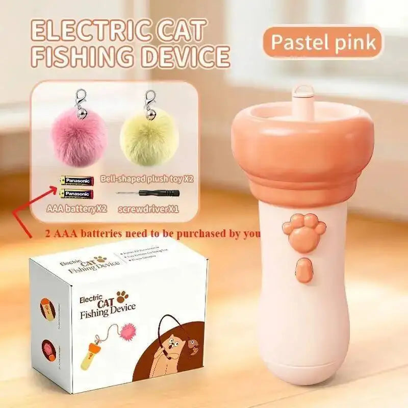 Electric Cat Teaser Catapult Retrievable Launch Teasing Stick Toy Boredom Relief Interactive Cat Paw Printed Wand Smart Cat Toys