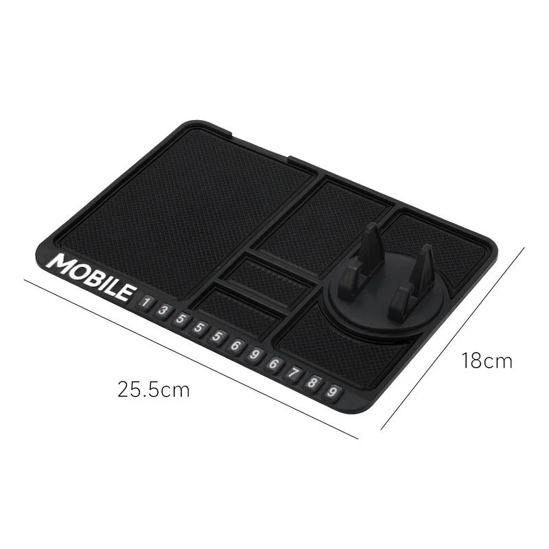 Car dashboard pad - with phone stand, parking sign, car dashboard storage, countertop storage pad