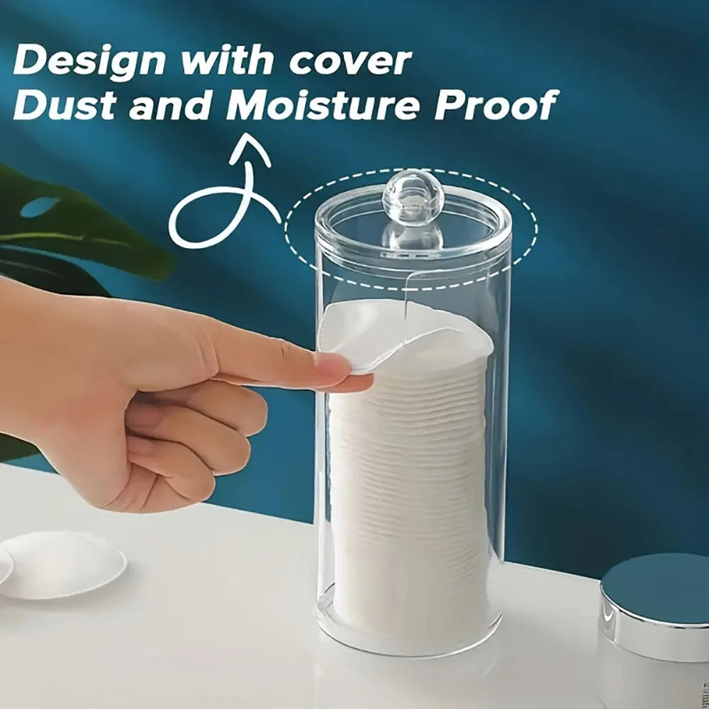 1pc Cylindrical Cotton Pad Holder, Makeup Storage Cotton Pad Dispenser, Bathroom Storage Jar, Desktop Storage Organizer