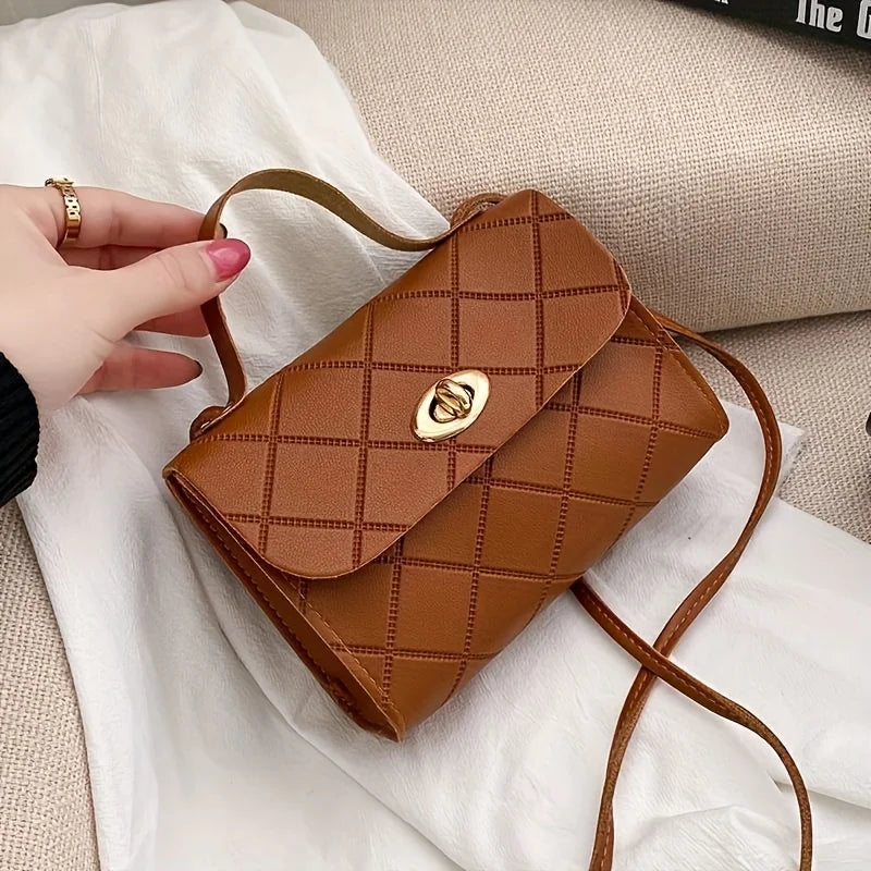 Korean Style Diamond Quilted Square Bag for Women Trendy Top Handle Crossbody Bag Chain Underarm Purse Fashion Shoulder Bag