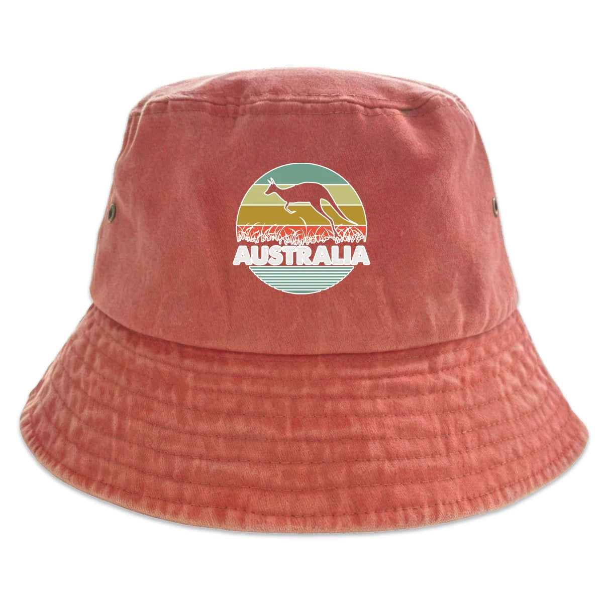 "AUSTRALIA" Kangaroo Printed Bucket Hat Trendy Simple Summer Hip Hop Fishing Hat For Gifts Unisex Outdoor Accessory Travel Hat