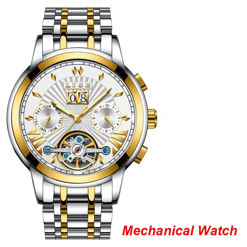 2026 LIGE Automatic Mechanical Wrist Watches For Men Top Brand Luxury Tourbillon Men Watch Fashion Business Waterproof Watch Men