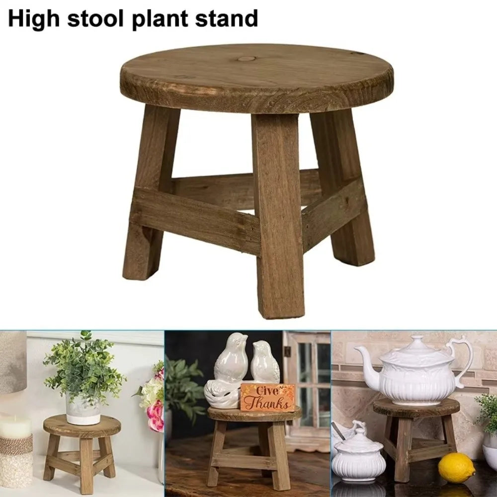 Modern Bonsai Rack Wooden Mini Stool Mini Size Display Succulent Plant Stand Round Flower Pot Base Holder Home Garden Decor