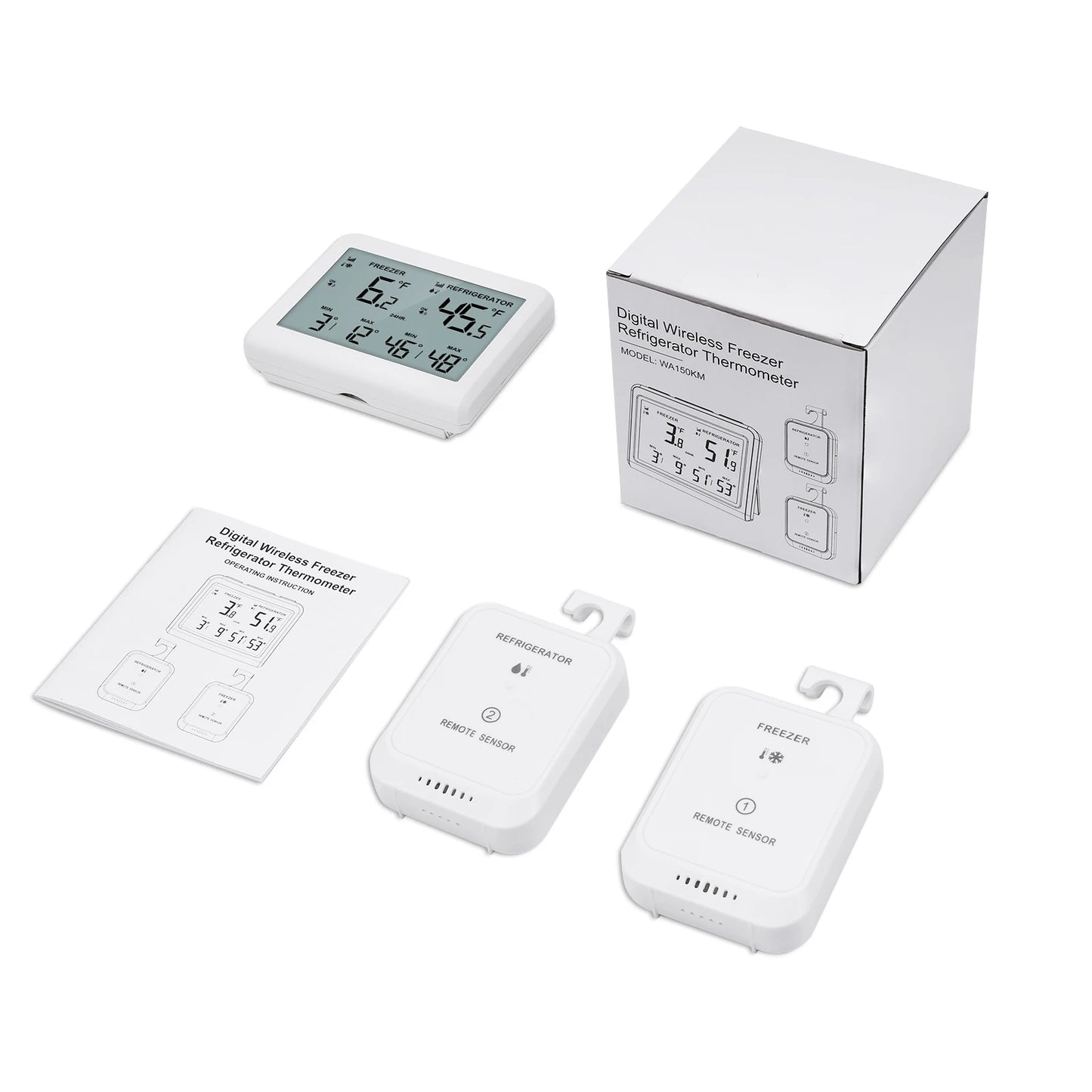 ORIA Digital Refrigerator Thermometer Wireless Freezer Thermometer Fridge Temperature Monitor with 2 Sensor
