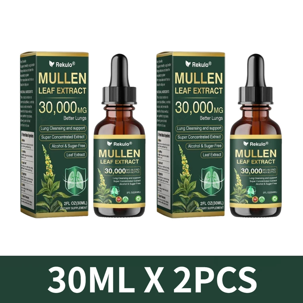 30000mg Mullein Leaf Herbal Drops, Lung Detox Cleansing Formula, Fast Absorption Natural Respiratory Health Maintenance