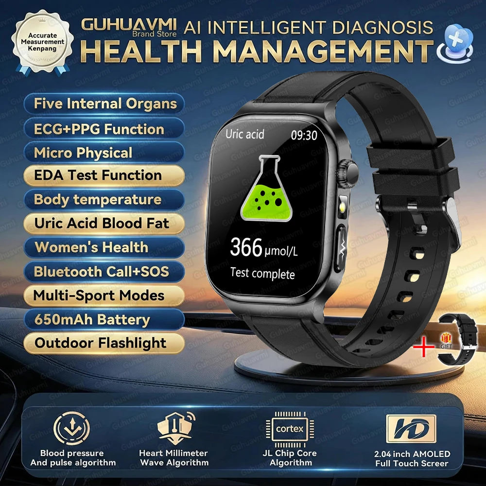 New Blood Lipids Uric Acid Blood pressure Smart Watch Men ECG+PPG Fitness Tracker Clock Heart Rate Bluetooth call Smart watches