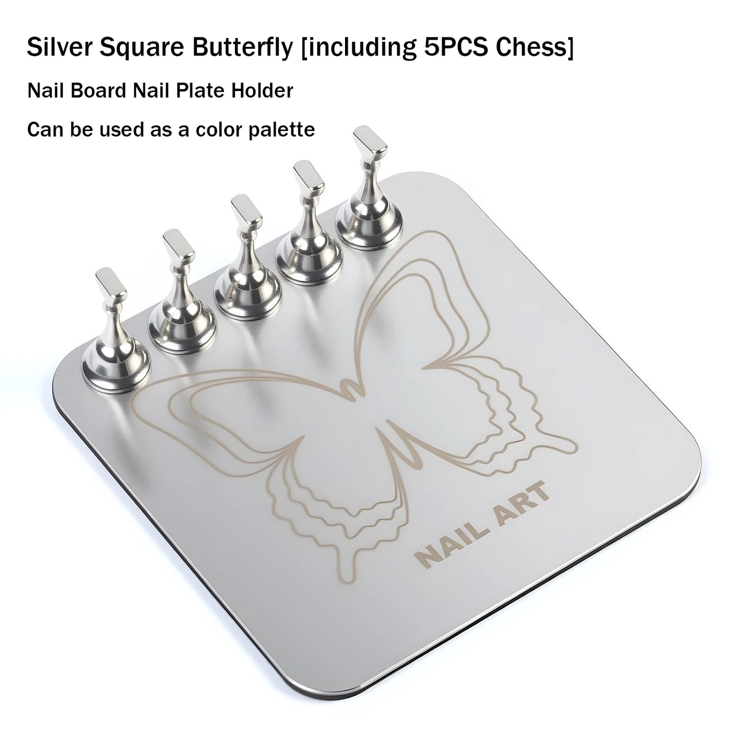 Pink Butterfly Nail Holder 6Pcs/Set False Nail Tip Practice Stand Aurora Base Full Magnetic Holder Tray Nail Art Salon Practice