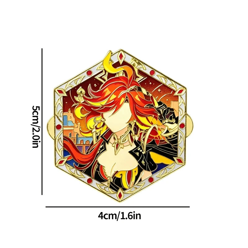Genshin Impact Hard Enamel Pin Columbina Flins Odette Anastasya Badges Lapel Pin Cartoon Anime Brooches Backpack Decoration