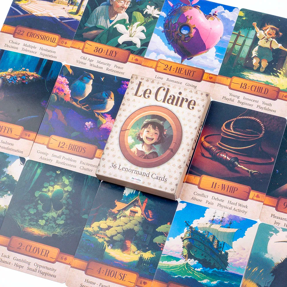 Hot Sales Le Claire 36 Lenormand Cards Fate Divination Tarot Cards FortuneTelling Card Games Party Board Playing Game 10.4*7.4CM