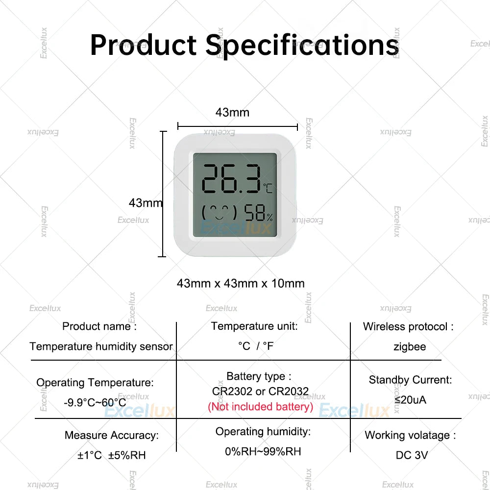 Tuya Zigbee 3.0 Smart Home Temperature Humidity Sensor with LCD Screen Work With Alexa Echo Plus Home Assistant Z2M Need Gateway
