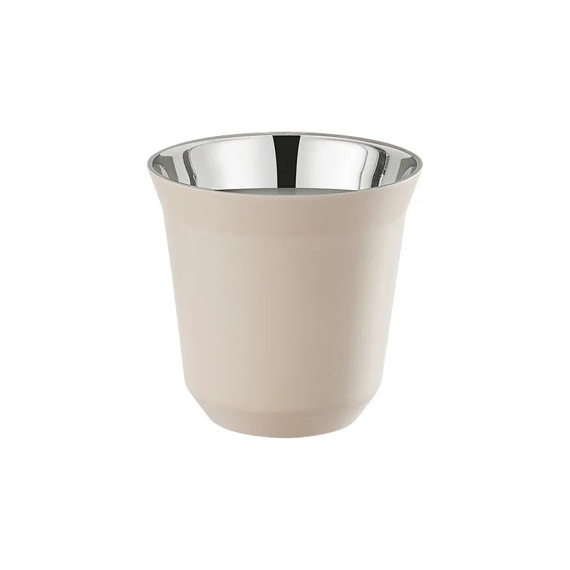 80ml New Simple Flat Bottom Cup Stainless Steel Double-layer Inner Tank Capsule Coffee Cup High-grade Solid Color Water Cup