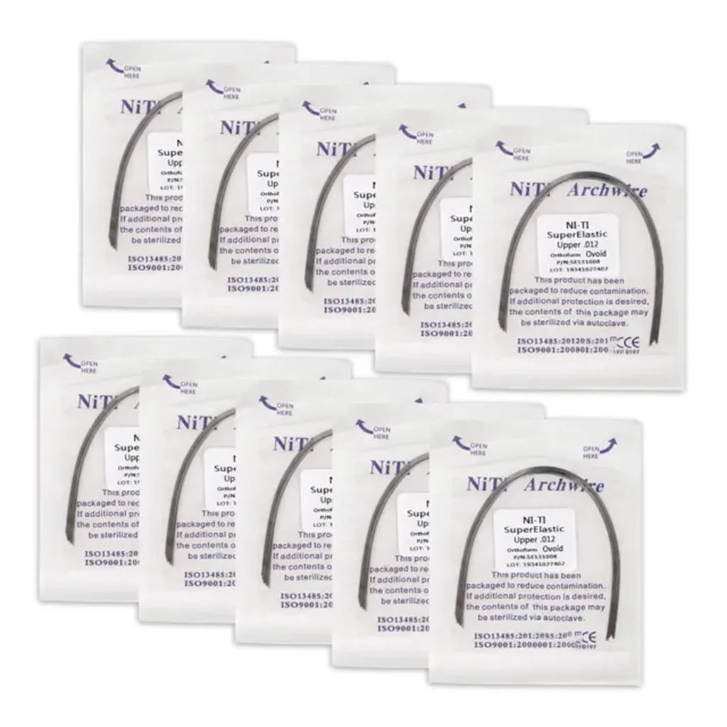100Pcs/10Packs Dental Orthodontic Ovoid Form Archwires Niti Super Elastic Round Rectangular Wire 012/014/016/018/16X16/16X22