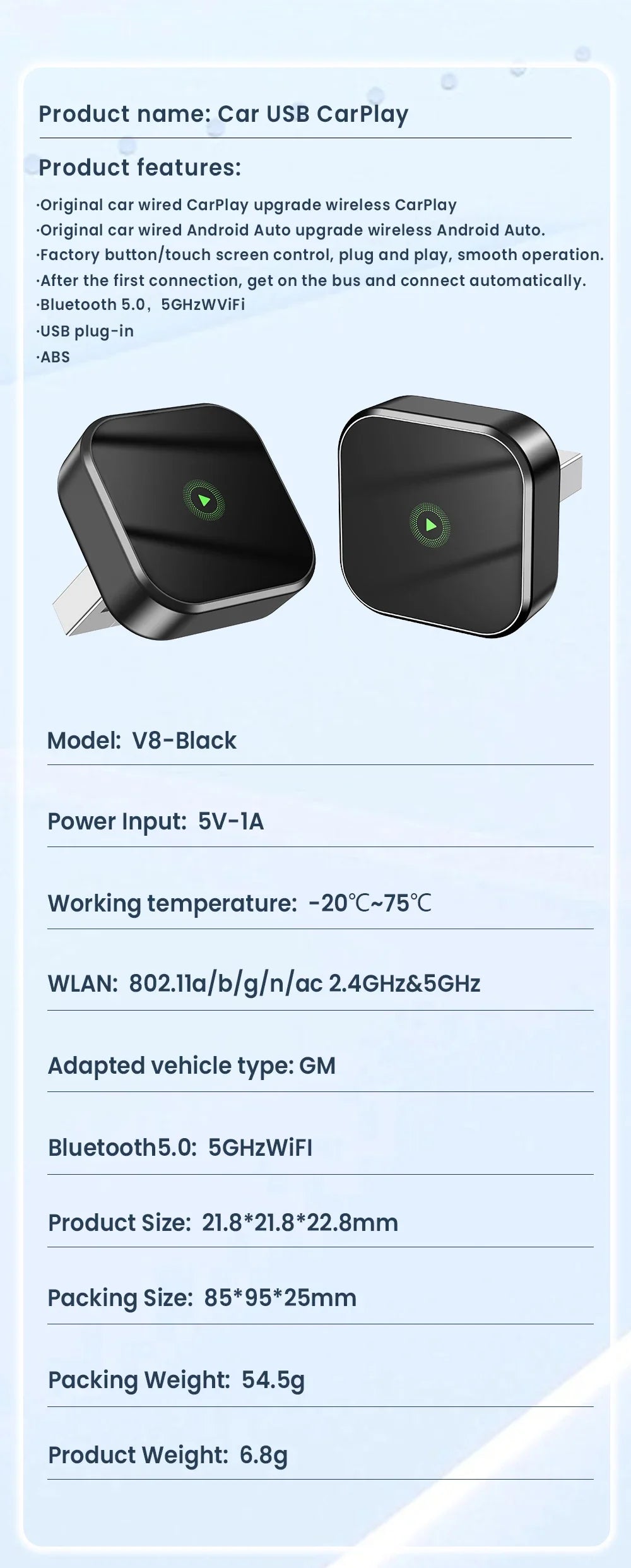 CarRocket 2in1 Wireless CarPlay Dongle Android Auto Adapter AI Smart Box Car Intelligent Systems for Car with Wired CarPlay