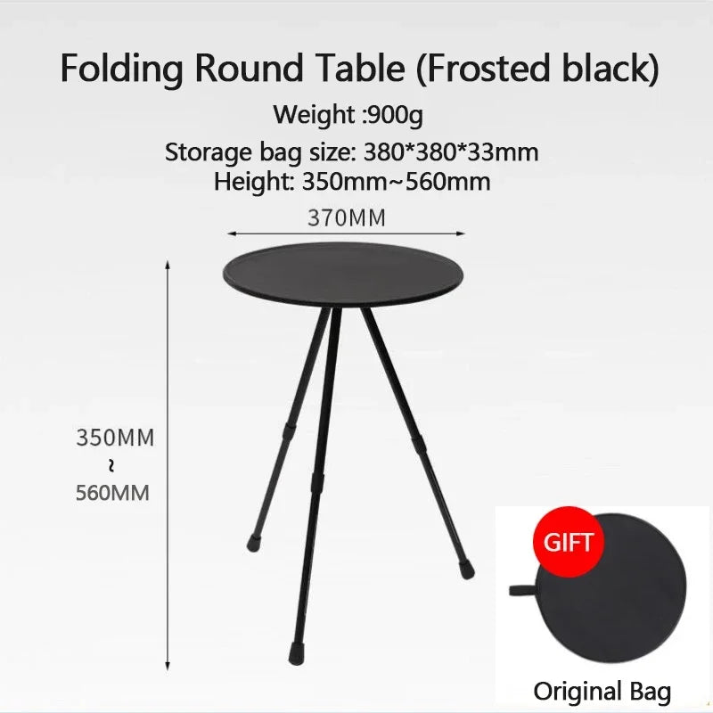 Telescopic Folding Round Table Outdoor Three-legged Dining Table Portable Aluminum Alloy Coffee Table Hike Picnic Liftable Table