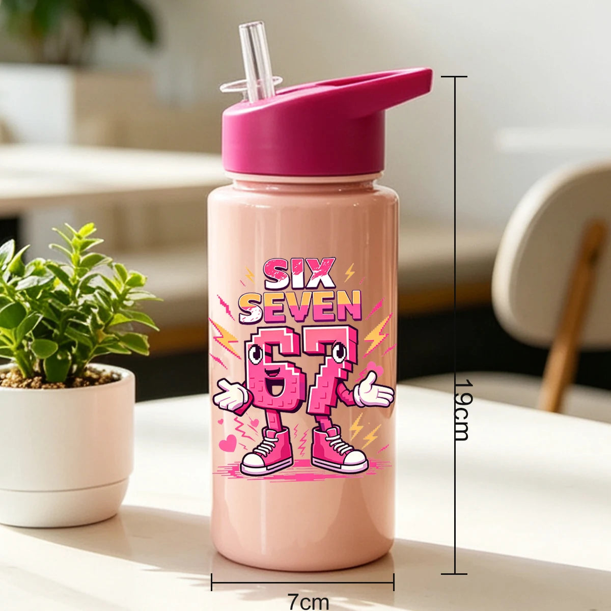 1 Piece 500ml (17 fl oz) 67 Printed Straw Cup, Summer Water Bottle, BPA Free, Portable Sports Outdoor Cup, Perfect Holiday Gift