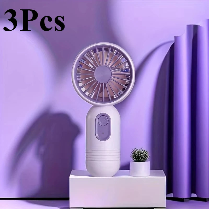 USB Mini Rechargeable Portable Fan with 3 Speeds, Handheld Fan for Gift Choice, Perfect For Office, Outdoor, Travel, Camping
