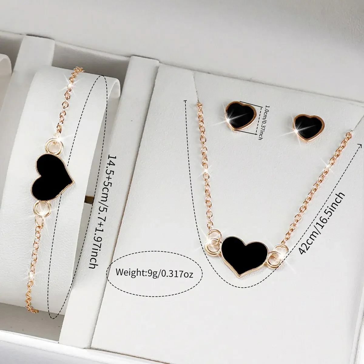 5PCS Elegant Women Watch Jewelry Set Fashion Leather Strap Quartz Wristwatch Heart Necklace Earrings Bracelet Gift (Without Box)
