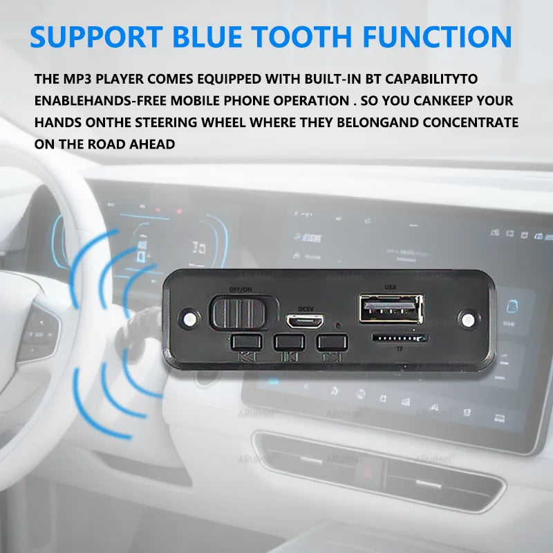 6W Bluetooth Amplifier Board MP3 Player Module with USB TF FM Radio 3.7V-5V Audio Power Amplifier for Car DIY Speaker Project