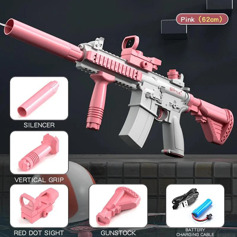 Water Gun Electric M416 Pistol Shooting Lighting Toy Gun Full Automatic Summer Pool Beach Toy For Kids Children Boys Girls Adult