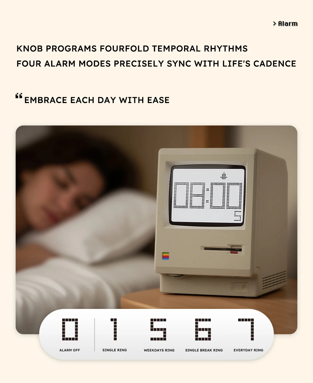 Budzik w stylu Retro Macintosh Klasyczna ozdoba na biurko z cyfrowym zegarem