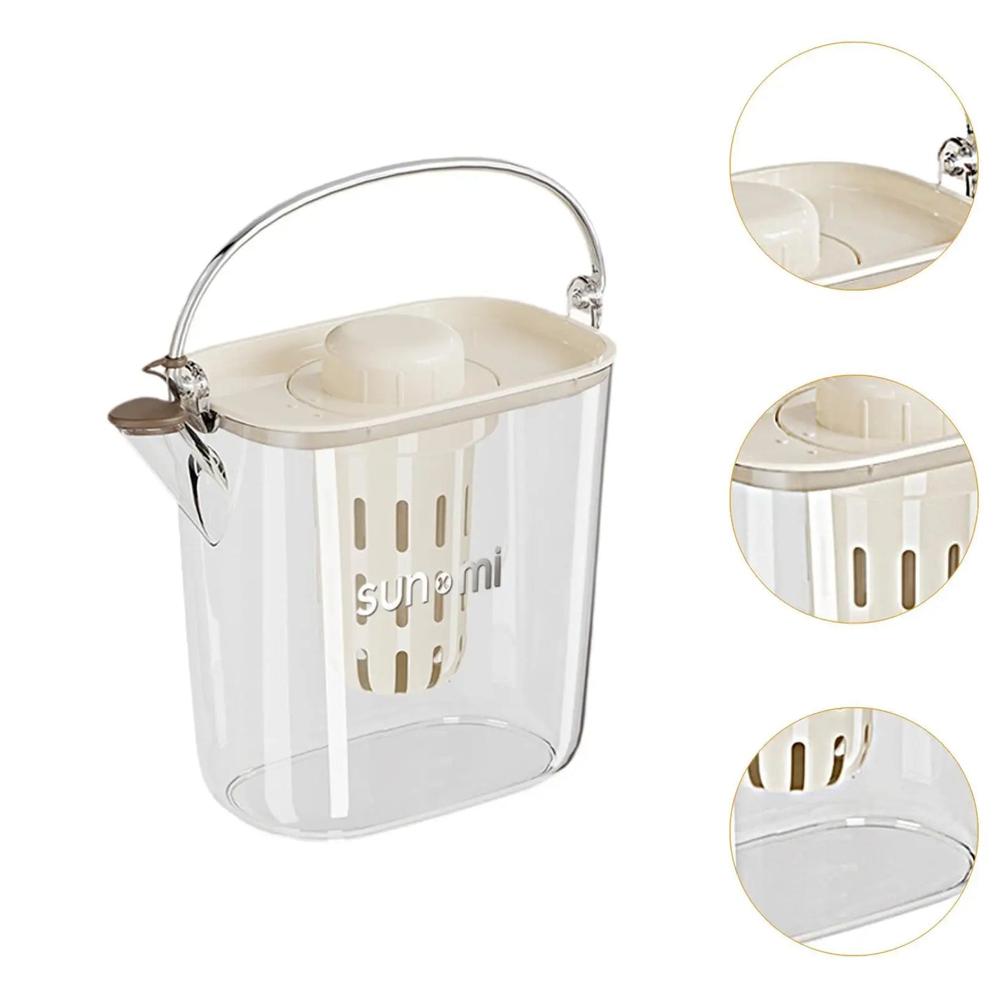 Beverage Dispenser 1200ml Teapot with Spigot Juice Water Pitcher Manual Cold Kettle for Lemonade Fridge Camping Garden Kitchen