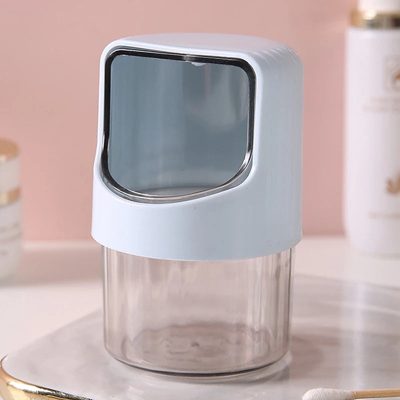Transparent Cotton Swab Storage Box Rotating With Lid Dustproof Desktop Plastic Toothpick Organizer Jar