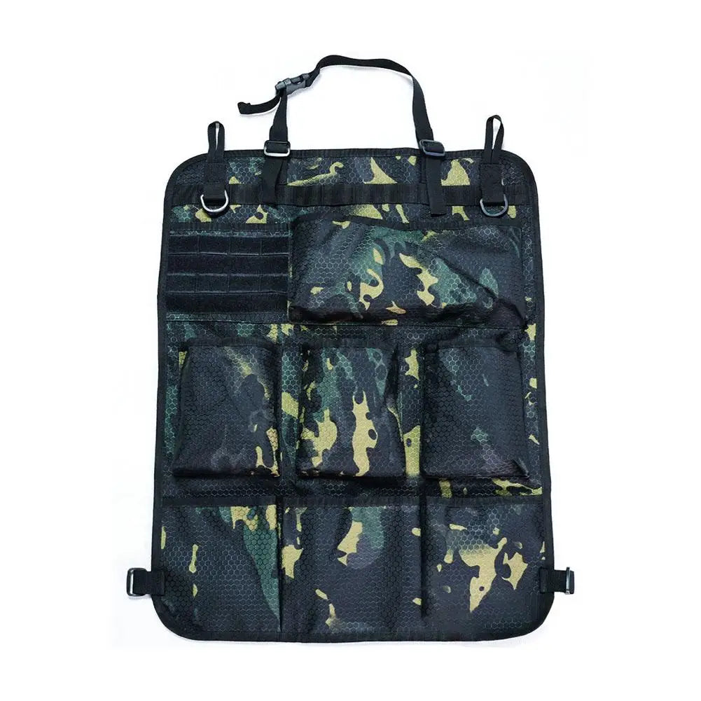 Universal Vehicle Seat Back Organizer Military Style Camo Storage Bag with 7 Pockets Tactical Auto Organizer for Car Truck SUV