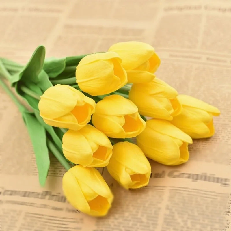 Artificial Flowers Tulip Bouquet Fake Flowers Wedding Garden Decoration Outdoor Home Garden Bouquet Vase Decor Plants
