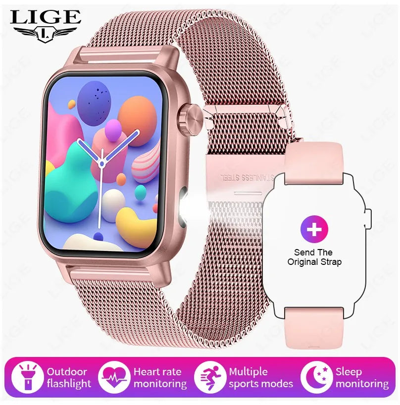 LIGE Smart Watch For Men Women Luxury Full Touch Screen Sport Fitness Waterproof Smartwatch For Xiaomi Huawei Android iOS iPhone