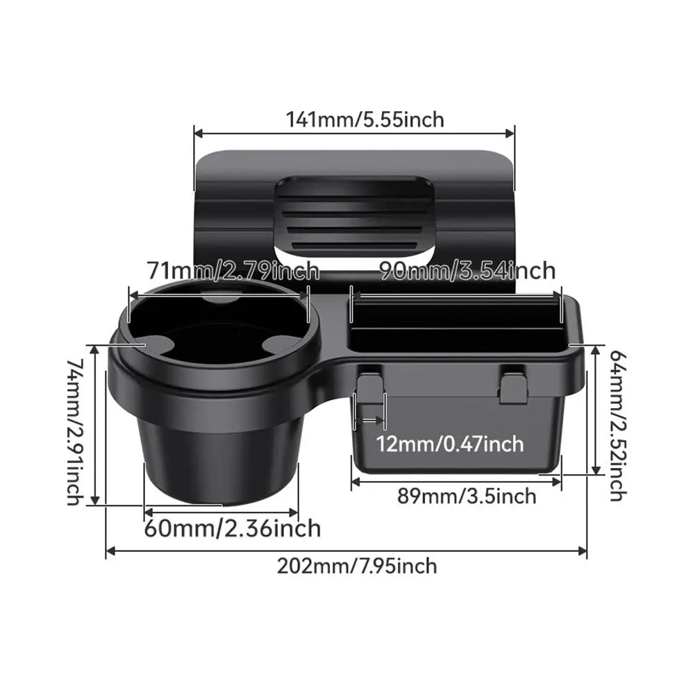 Car Door Side Window Organizer Hanging Storage Rack With Cup Holder & Phone Slot Durable Plastic Storage Auto Accessories