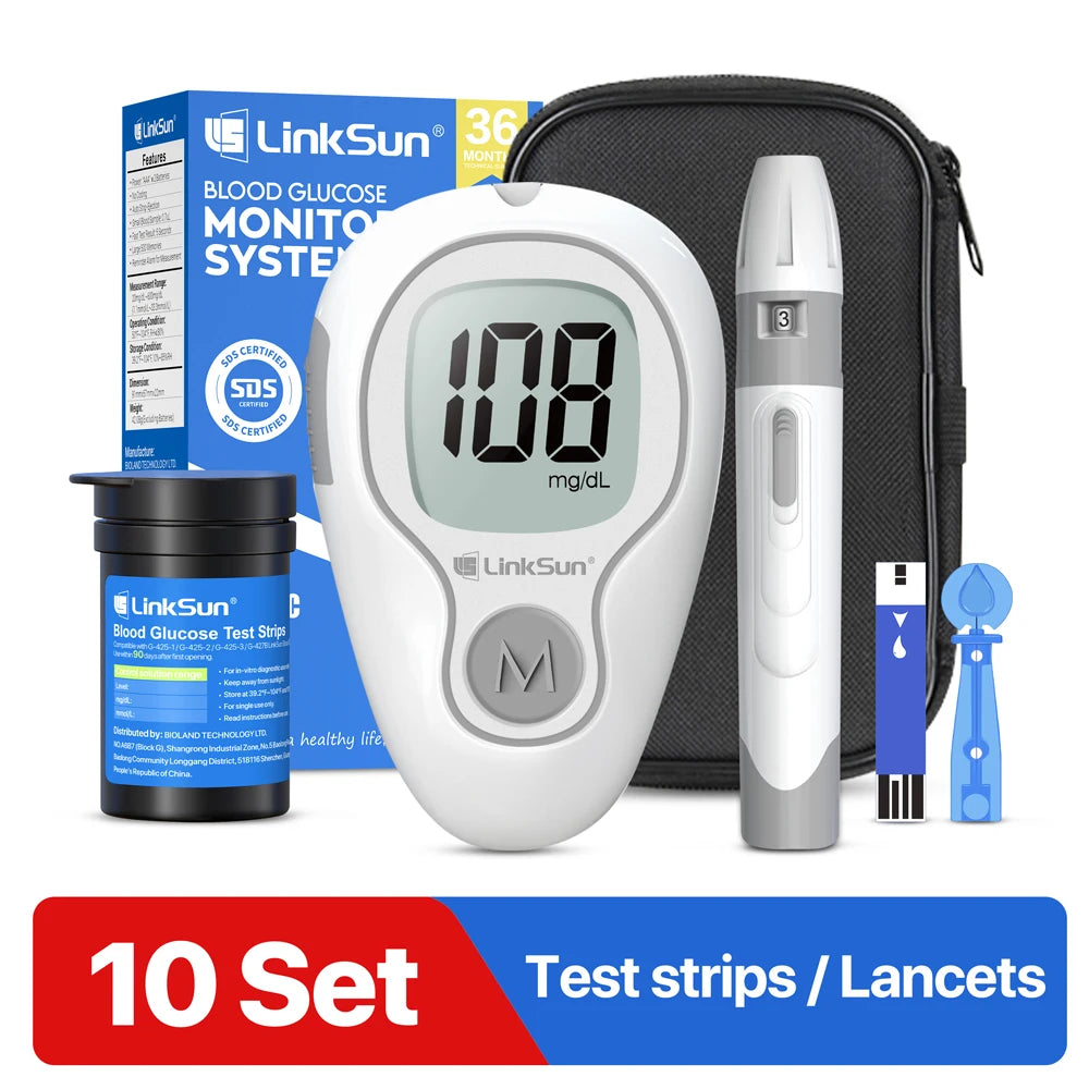 LinkSun G-425-3 Blood Glucose Meter 10/50/100pcs Test Strips Medical Diabetes Blood Sugar Test Monitor Complete Kit Glucosemeter