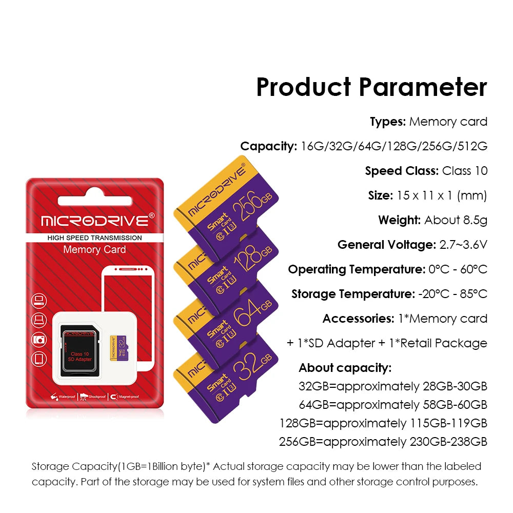 100% Oiginal micro TF Card 4GB 8GB 16GB 32GB tarjeta flash memory card 64GB 128GB 256GB Waterproof Class 10 mini sd card