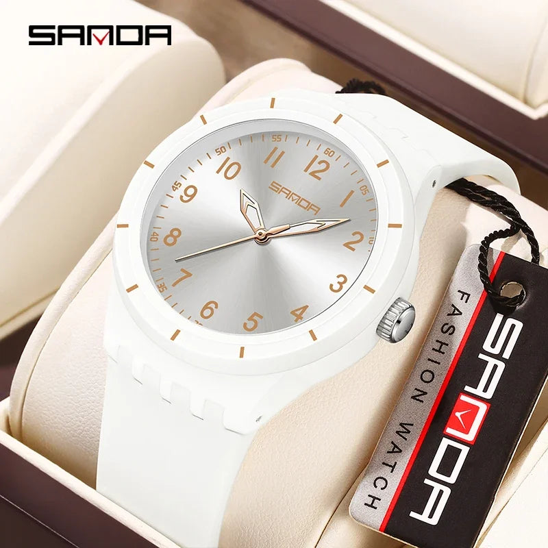 SANDA New Fashion Man Sports Watches Unisex Quartz Watch Simple Waterproof 50M Night Light Men Woman Student Gift Silicone Watch