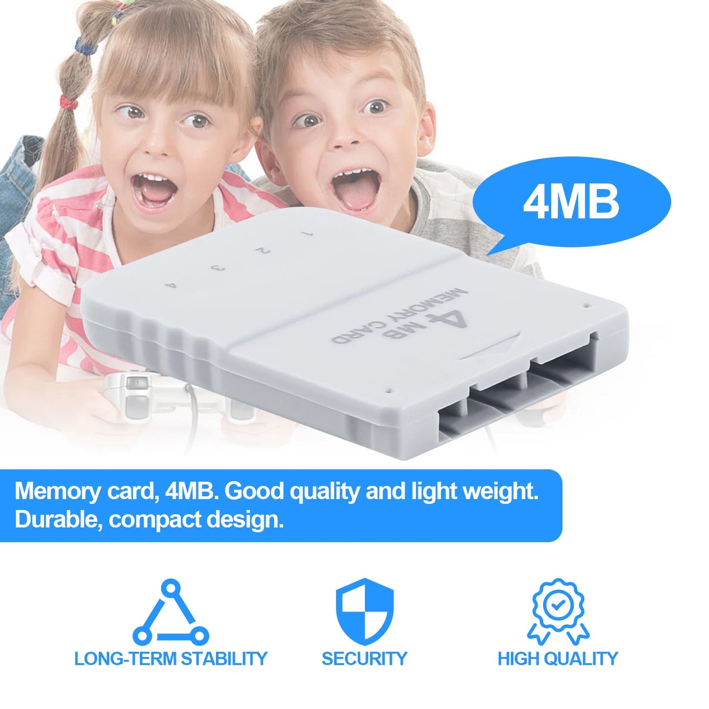 4MB Memory Card for PS1 Game Console Fast Read Write, ABS Material Game Saving Card Compatible with PS1 Classic Game Systems