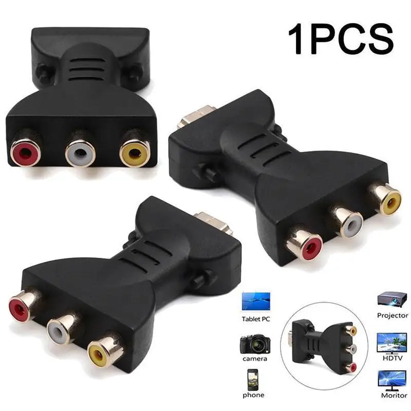 Wire Connector AV Digital Signal HDMI To 3 RCA Audio Adapter Component Converter Video For PC Projector Tablet Computers Arcade