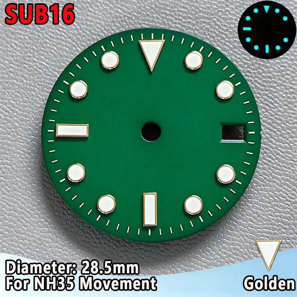 28.5mm NH35 Watch Dial Luminous Dials Single Calendar Dial Suitable For NH35 Movement Can Support DIY Dial Customization Logo