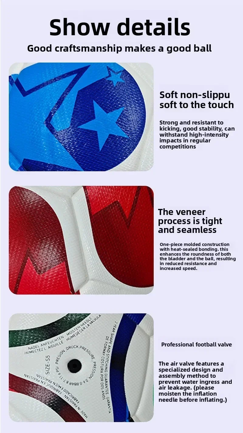 Size 5 Soccer Ball 2026 Competition Training Football High Quality Seamless PU Durable Sports Ball Gift For Kids And Adults