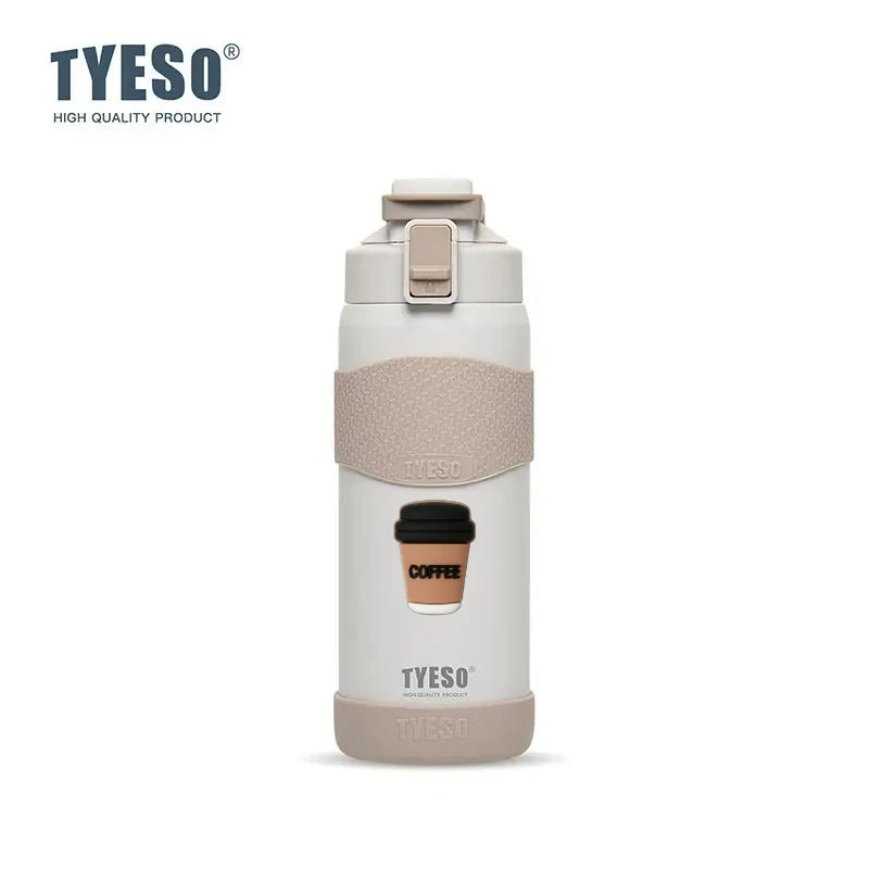 TYESO 750ML Double Wall Insulated Water Bottle Hot Water 304 Stainless Steel Flask for Fitness Outdoor Hiking Coffee Sticker