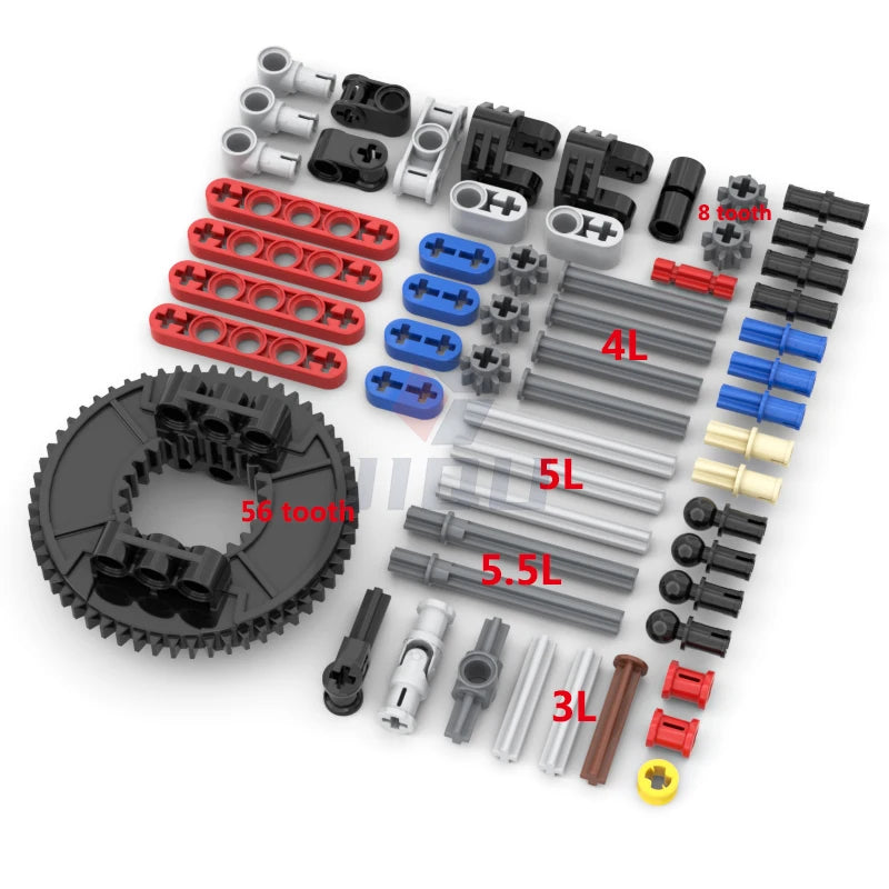 MOC Bricks Technical Accessories Gear Pin Axle Link Turntable Linear Actuator Compatible All Brands High-Tech Building Block Toy