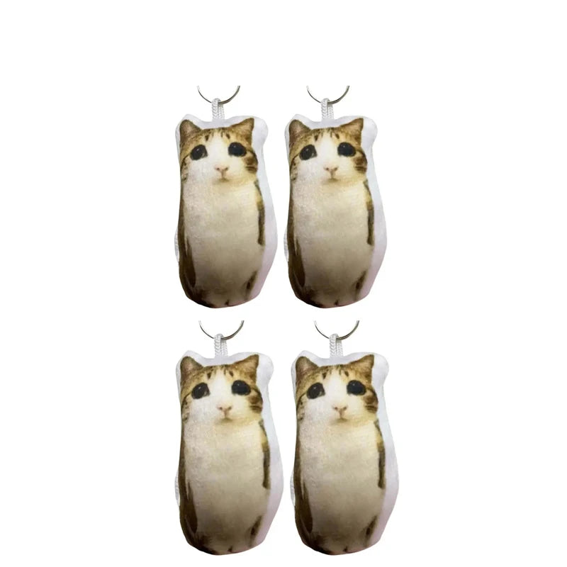 Creative Meowl OMG Cute Cat Plush Keychain Plush Charm with Sound Squeeze Toy Funny Bag Pendant Charm Gift Cute Fidget Toy