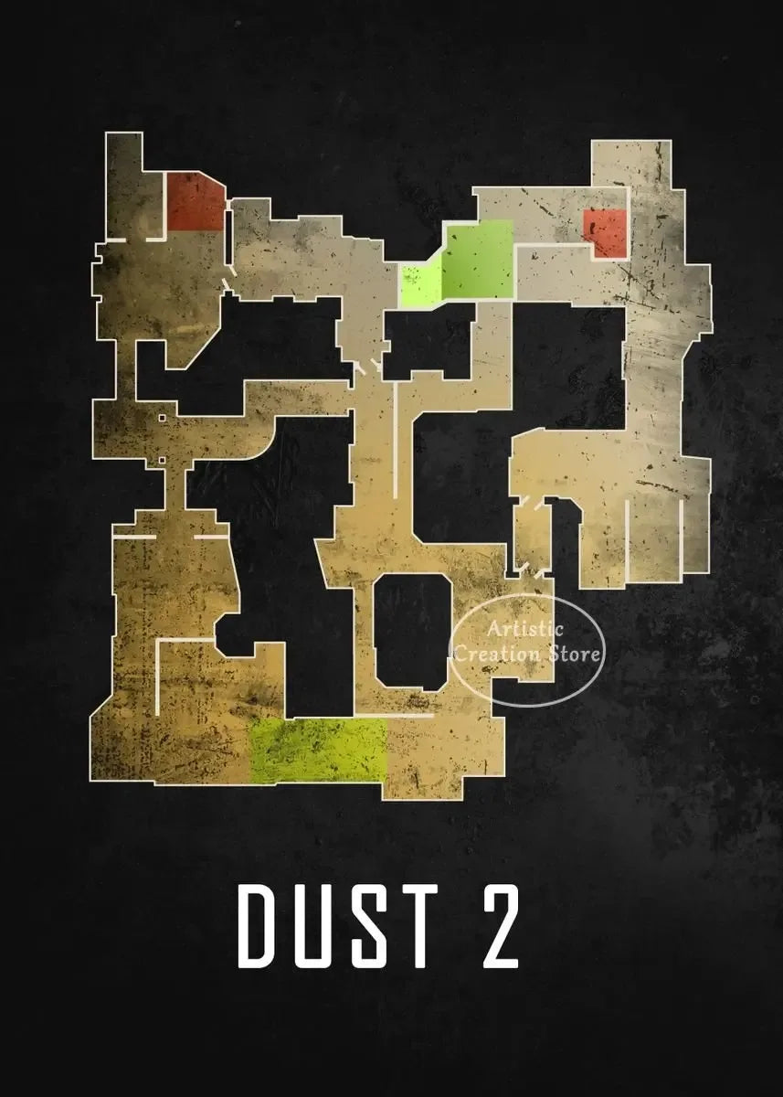 Cs Go Maps Poster First Person Shooter Game Dust 2 Nuke Map Black Print Canvas Painting Wall Pictures for Game Room Wall Decor