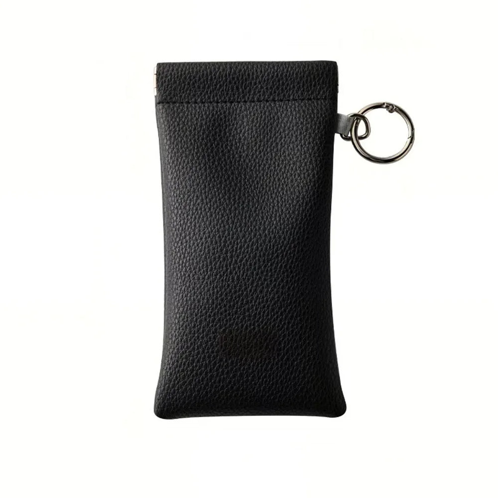 1pc PU Leather Sunglasses Pouch with Keyring Portable Soft Scratch-Resistant Eyeglass Case for Women Men Daily Office & Travel