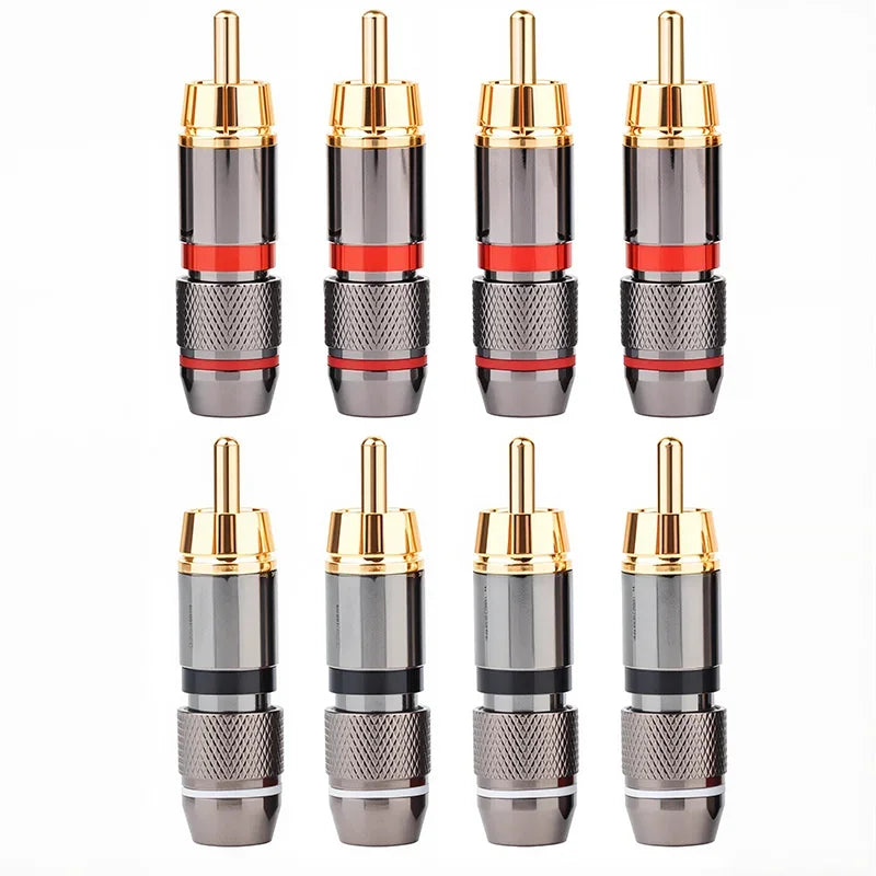 2/4/8Pcs Gold-Plated Musical Sound Plugs RCA Plug Jack Adapter RCA Connector for MIC Audio Video Speaker Cable