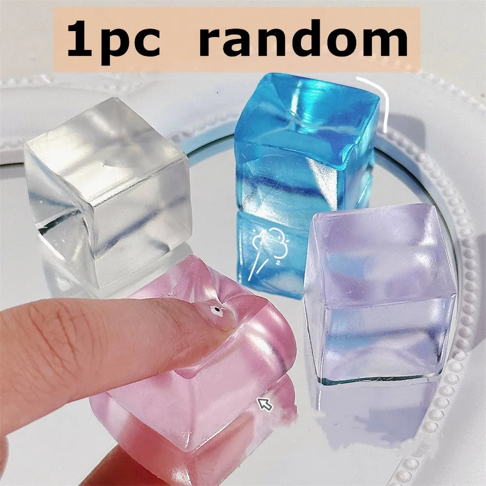 NEW Fidget Toy Mini Squishy Toys Mochi Ice Block Stress Ball Toy Kawaii Transparent Cube cat paw fish Stress Relief Squeeze Toy