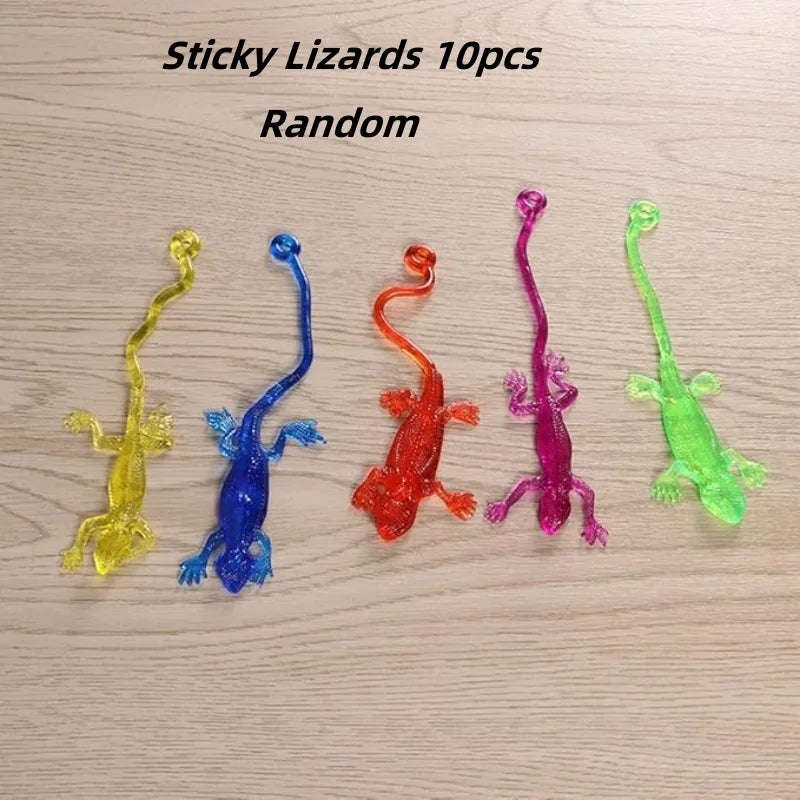 Kids Birthday Party Favors Funny Colorful Sticky Retractable Lizard Toy Pinata Filler Christmas Carnival Boys Girls Rewards