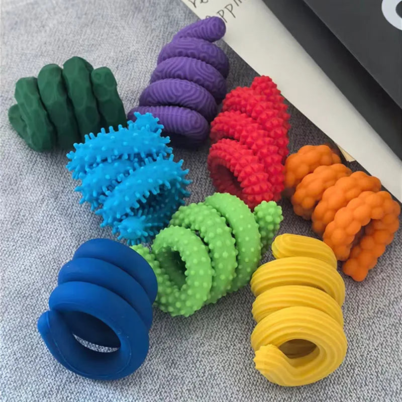 8PCS Textured Flexible Sensory Fidget Sticks Stress Anxiety Relief Toys ADHD Quiet Calming Down Gifts For Teens Boys Girls