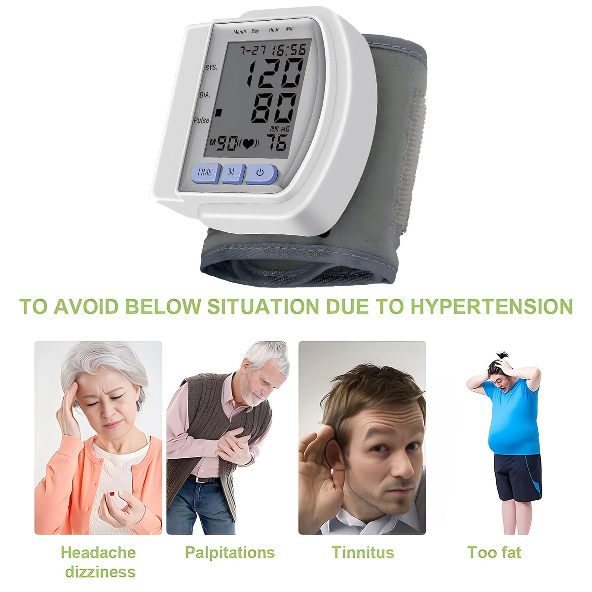 Wrist Blood Pressure Monitor - Automatic Digital Sphygmomanometer with Pulsometer Function, Portable Tensiometer for Home