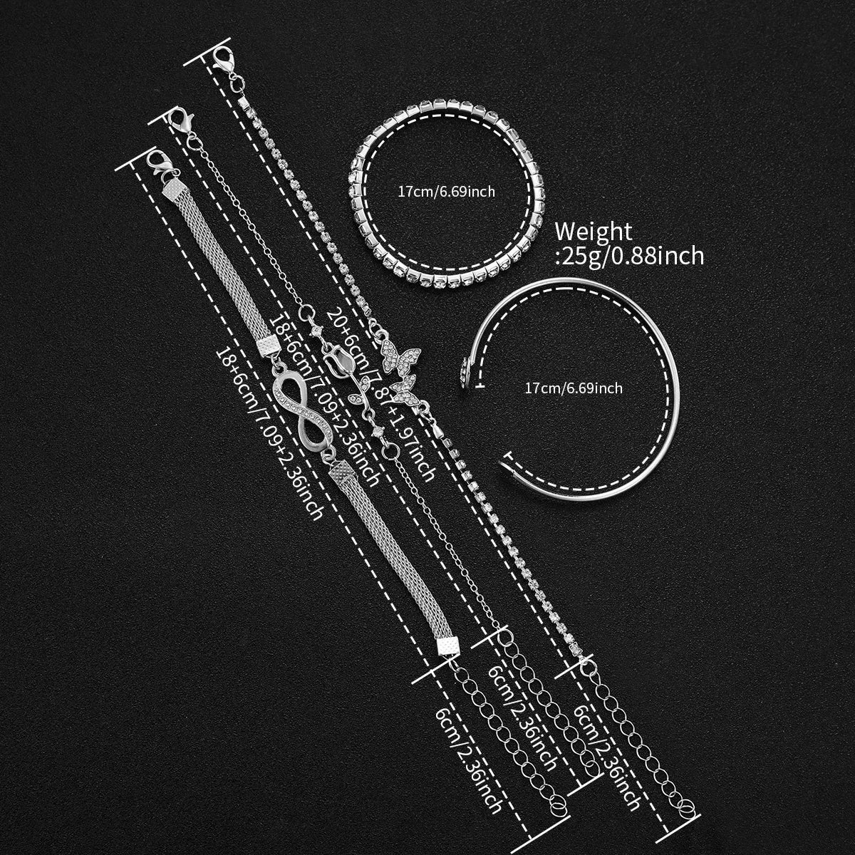 6PCS Fashion Rectangle Women Quartz Watch Bracelets Set Ladies Roma Dial Silvery Band Wristwatch Reloj Mujer(Without Box)