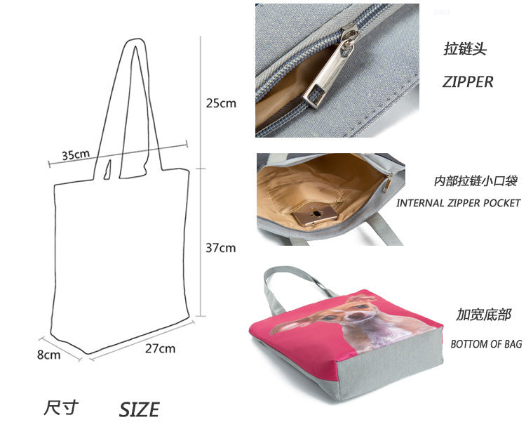 Factory Direct Sales Oil Painting Printed Shoulder Bag Large Capacity Casual Tote Bag Fashion Simple Handbag Customized with Pictures